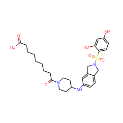 O=C(O)CCCCCCCC(=O)N1CCC(Nc2ccc3c(c2)CN(S(=O)(=O)c2ccc(O)cc2O)C3)CC1 ZINC001772596654