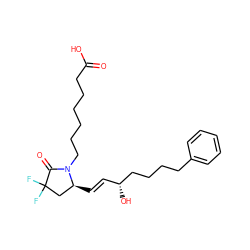 O=C(O)CCCCCCN1C(=O)C(F)(F)C[C@@H]1/C=C/[C@@H](O)CCCCc1ccccc1 ZINC000148784679