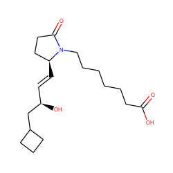 O=C(O)CCCCCCN1C(=O)CC[C@@H]1/C=C/[C@@H](O)CC1CCC1 ZINC000029399924