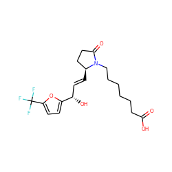 O=C(O)CCCCCCN1C(=O)CC[C@@H]1/C=C/[C@H](O)c1ccc(C(F)(F)F)o1 ZINC000029400465