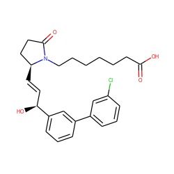 O=C(O)CCCCCCN1C(=O)CC[C@@H]1/C=C/[C@H](O)c1cccc(-c2cccc(Cl)c2)c1 ZINC000029402559