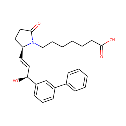 O=C(O)CCCCCCN1C(=O)CC[C@@H]1/C=C/[C@H](O)c1cccc(-c2ccccc2)c1 ZINC000029399141