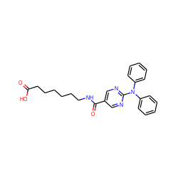 O=C(O)CCCCCCNC(=O)c1cnc(N(c2ccccc2)c2ccccc2)nc1 ZINC000118349441