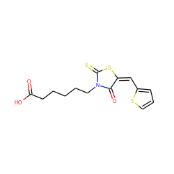 O=C(O)CCCCCN1C(=O)/C(=C\c2cccs2)SC1=S ZINC000001870851