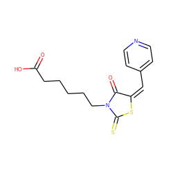 O=C(O)CCCCCN1C(=O)/C(=C\c2ccncc2)SC1=S ZINC000001766386