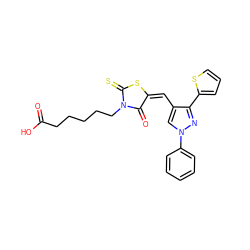 O=C(O)CCCCCN1C(=O)/C(=C\c2cn(-c3ccccc3)nc2-c2cccs2)SC1=S ZINC000001895107