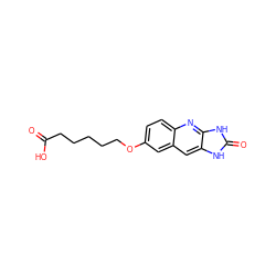 O=C(O)CCCCCOc1ccc2nc3[nH]c(=O)[nH]c3cc2c1 ZINC000013725605