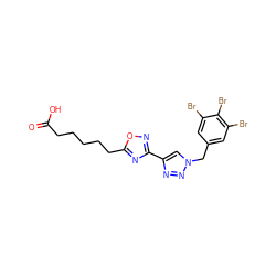 O=C(O)CCCCCc1nc(-c2cn(Cc3cc(Br)c(Br)c(Br)c3)nn2)no1 ZINC000073163303