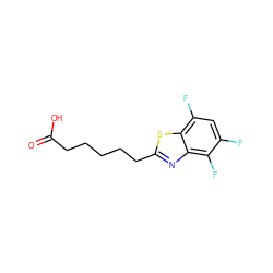 O=C(O)CCCCCc1nc2c(F)c(F)cc(F)c2s1 ZINC000029402640