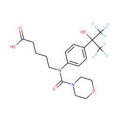 O=C(O)CCCCN(C(=O)N1CCOCC1)c1ccc(C(O)(C(F)(F)F)C(F)(F)F)cc1 ZINC000013682664