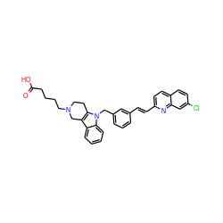 O=C(O)CCCCN1CCc2c(c3ccccc3n2Cc2cccc(/C=C/c3ccc4ccc(Cl)cc4n3)c2)C1 ZINC000043065620