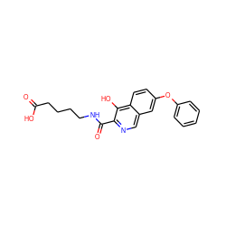 O=C(O)CCCCNC(=O)c1ncc2cc(Oc3ccccc3)ccc2c1O ZINC000146682217