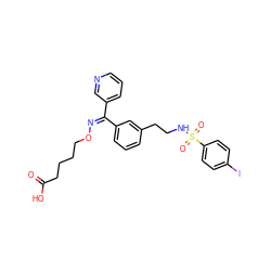 O=C(O)CCCCO/N=C(/c1cccnc1)c1cccc(CCNS(=O)(=O)c2ccc(I)cc2)c1 ZINC000027752288