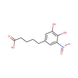 O=C(O)CCCCc1cc(O)c(O)c([N+](=O)[O-])c1 ZINC000027897037