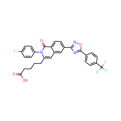 O=C(O)CCCCc1cc2cc(-c3noc(-c4ccc(C(F)(F)F)cc4)n3)ccc2c(=O)n1-c1ccc(F)cc1 ZINC000223679452