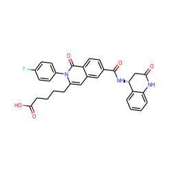 O=C(O)CCCCc1cc2cc(C(=O)N[C@@H]3CC(=O)Nc4ccccc43)ccc2c(=O)n1-c1ccc(F)cc1 ZINC000223684078