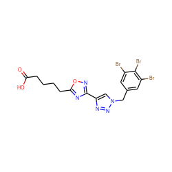 O=C(O)CCCCc1nc(-c2cn(Cc3cc(Br)c(Br)c(Br)c3)nn2)no1 ZINC000073196457