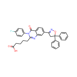 O=C(O)CCCCc1nc2cc(C3=NOC(c4ccccc4)(c4ccccc4)C3)ccc2c(=O)n1-c1ccc(F)cc1 ZINC000103240770