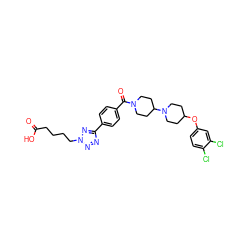 O=C(O)CCCCn1nnc(-c2ccc(C(=O)N3CCC(N4CCC(Oc5ccc(Cl)c(Cl)c5)CC4)CC3)cc2)n1 ZINC000095557232