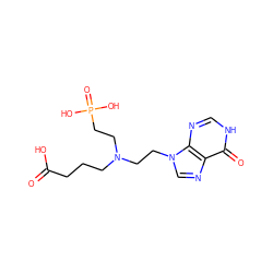 O=C(O)CCCN(CCn1cnc2c(=O)[nH]cnc21)CCP(=O)(O)O ZINC000095576572