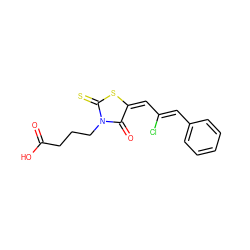 O=C(O)CCCN1C(=O)/C(=C\C(Cl)=C\c2ccccc2)SC1=S ZINC000002406007