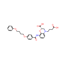 O=C(O)CCCN1C[C@@H](C(=O)O)Oc2c(NC(=O)c3ccc(OCCCCOc4ccccc4)cc3)cccc21 ZINC000136099262