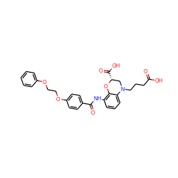 O=C(O)CCCN1C[C@@H](C(=O)O)Oc2c(NC(=O)c3ccc(OCCOc4ccccc4)cc3)cccc21 ZINC000059625873