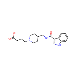 O=C(O)CCCN1CCC(CNC(=O)c2c[nH]c3ccccc23)CC1 ZINC000066262998