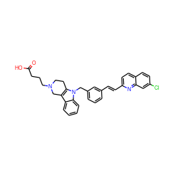 O=C(O)CCCN1CCc2c(c3ccccc3n2Cc2cccc(/C=C/c3ccc4ccc(Cl)cc4n3)c2)C1 ZINC000043069944