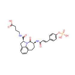 O=C(O)CCCNC(=O)[C@@H]1Cc2cccc3c2N1C(=O)[C@@H](NC(=O)/C=C/c1ccc(OP(=O)(O)O)cc1)CC3 ZINC000044430532