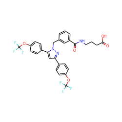 O=C(O)CCCNC(=O)c1cccc(Cn2nc(-c3ccc(OC(F)(F)F)cc3)cc2-c2ccc(OC(F)(F)F)cc2)c1 ZINC000066102807