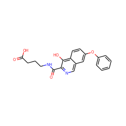 O=C(O)CCCNC(=O)c1ncc2cc(Oc3ccccc3)ccc2c1O ZINC000146690513