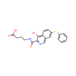 O=C(O)CCCNC(=O)c1ncc2cc(Sc3ccccc3)ccc2c1O ZINC000146752667