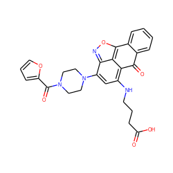 O=C(O)CCCNc1cc(N2CCN(C(=O)c3ccco3)CC2)c2noc3c2c1C(=O)c1ccccc1-3 ZINC000003742059