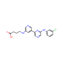 O=C(O)CCCNc1cncc(-c2cncc(Nc3cccc(Cl)c3)n2)c1 ZINC000013648423