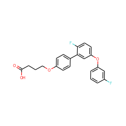 O=C(O)CCCOc1ccc(-c2cc(Oc3cccc(F)c3)ccc2F)cc1 ZINC001772573040