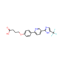 O=C(O)CCCOc1ccc(-c2ccc(-c3ncc(C(F)(F)F)[nH]3)cn2)cc1 ZINC000218542448