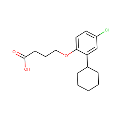 O=C(O)CCCOc1ccc(Cl)cc1C1CCCCC1 ZINC000028948327