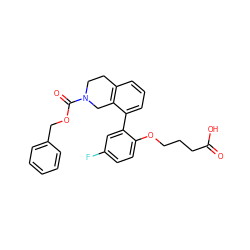 O=C(O)CCCOc1ccc(F)cc1-c1cccc2c1CN(C(=O)OCc1ccccc1)CC2 ZINC000144133955