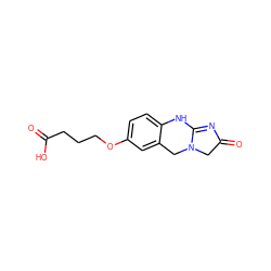 O=C(O)CCCOc1ccc2c(c1)CN1CC(=O)N=C1N2 ZINC000013725810