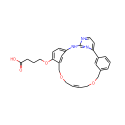 O=C(O)CCCOc1ccc2cc1COC/C=C/COCc1cccc(c1)-c1ccnc(n1)N2 ZINC001772597757