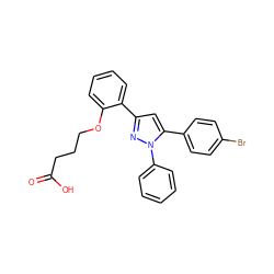 O=C(O)CCCOc1ccccc1-c1cc(-c2ccc(Br)cc2)n(-c2ccccc2)n1 ZINC000095589945