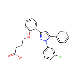 O=C(O)CCCOc1ccccc1-c1cc(-c2ccccc2)n(-c2cccc(Cl)c2)n1 ZINC000095589763