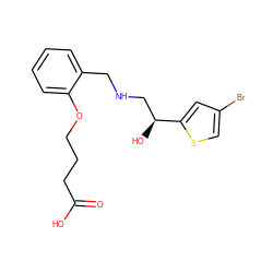 O=C(O)CCCOc1ccccc1CNC[C@H](O)c1cc(Br)cs1 ZINC000014966991