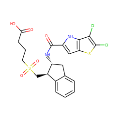 O=C(O)CCCS(=O)(=O)C[C@@H]1c2ccccc2C[C@H]1NC(=O)c1cc2sc(Cl)c(Cl)c2[nH]1 ZINC000049035974