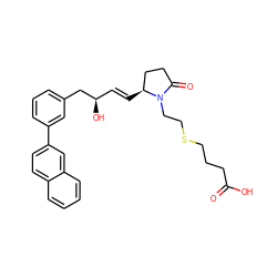 O=C(O)CCCSCCN1C(=O)CC[C@@H]1/C=C/[C@@H](O)Cc1cccc(-c2ccc3ccccc3c2)c1 ZINC000084712700