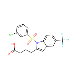 O=C(O)CCCc1cc2cc(C(F)(F)F)ccc2n1S(=O)(=O)c1cccc(Cl)c1 ZINC001772590897