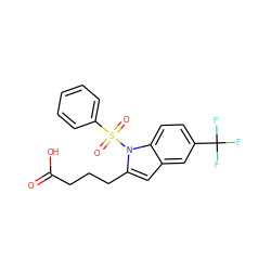 O=C(O)CCCc1cc2cc(C(F)(F)F)ccc2n1S(=O)(=O)c1ccccc1 ZINC001772609474