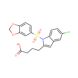 O=C(O)CCCc1cc2cc(Cl)ccc2n1S(=O)(=O)c1ccc2c(c1)OCO2 ZINC000034842880