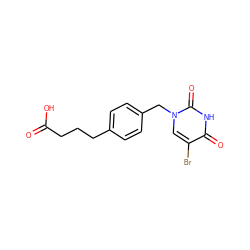 O=C(O)CCCc1ccc(Cn2cc(Br)c(=O)[nH]c2=O)cc1 ZINC000028473174